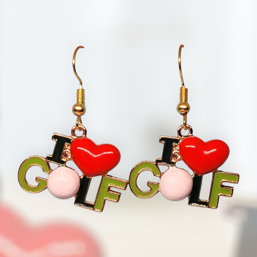 I ❤️ Golf Dangle Earrings